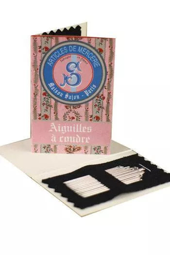 20 Agujas Sajou de bordar 3/9 folleto Rosa y azul